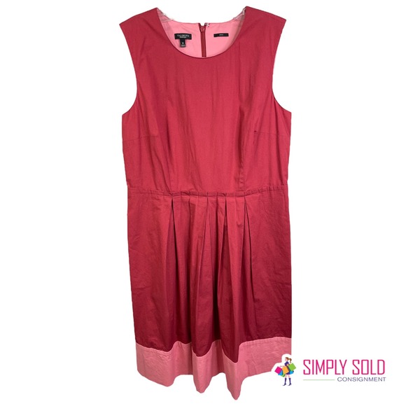 Talbots Women's Dress Fit And Flare Sleeveless Pink Cotton Stretch Crew Neck 10 - Picture 1 of 7